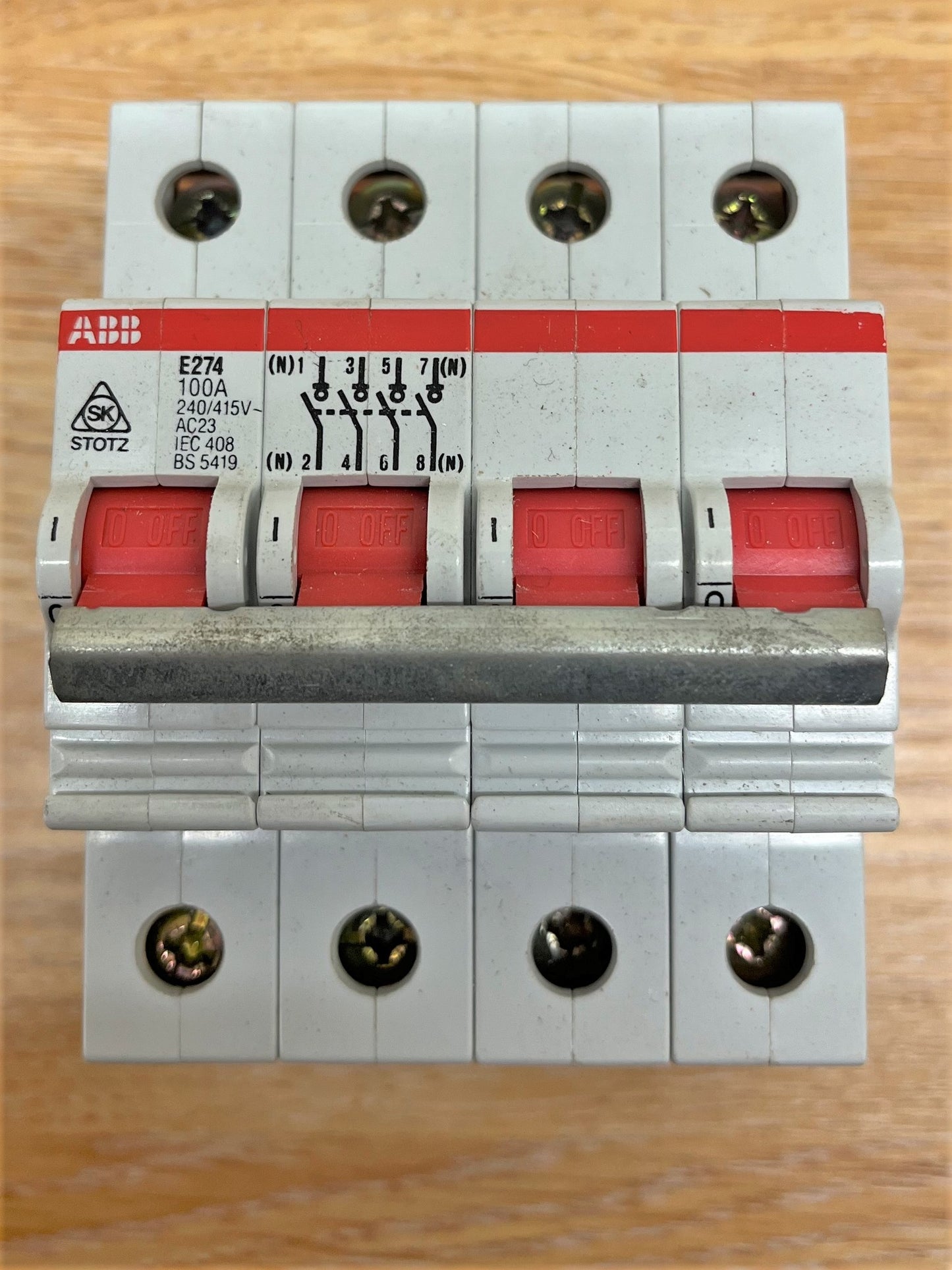 ABB E274 100A 240/415V AC23 IEC408 BS5419 MAIN SWITCH FOUR POLE