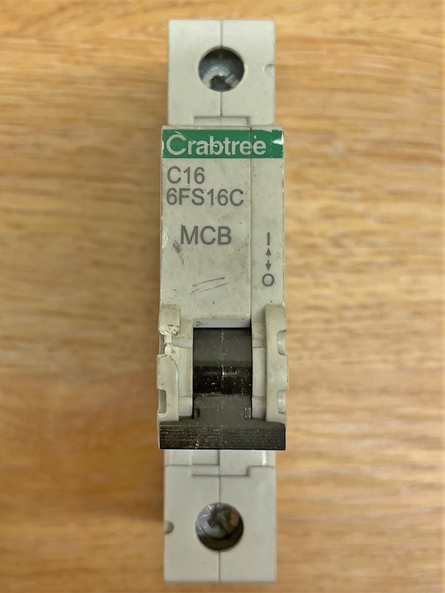 CRABTREE C16 6FS16C MCB BS/EN/IEC60898 IEC/EN60947-2 230/400V 6KA SINGLE POLE