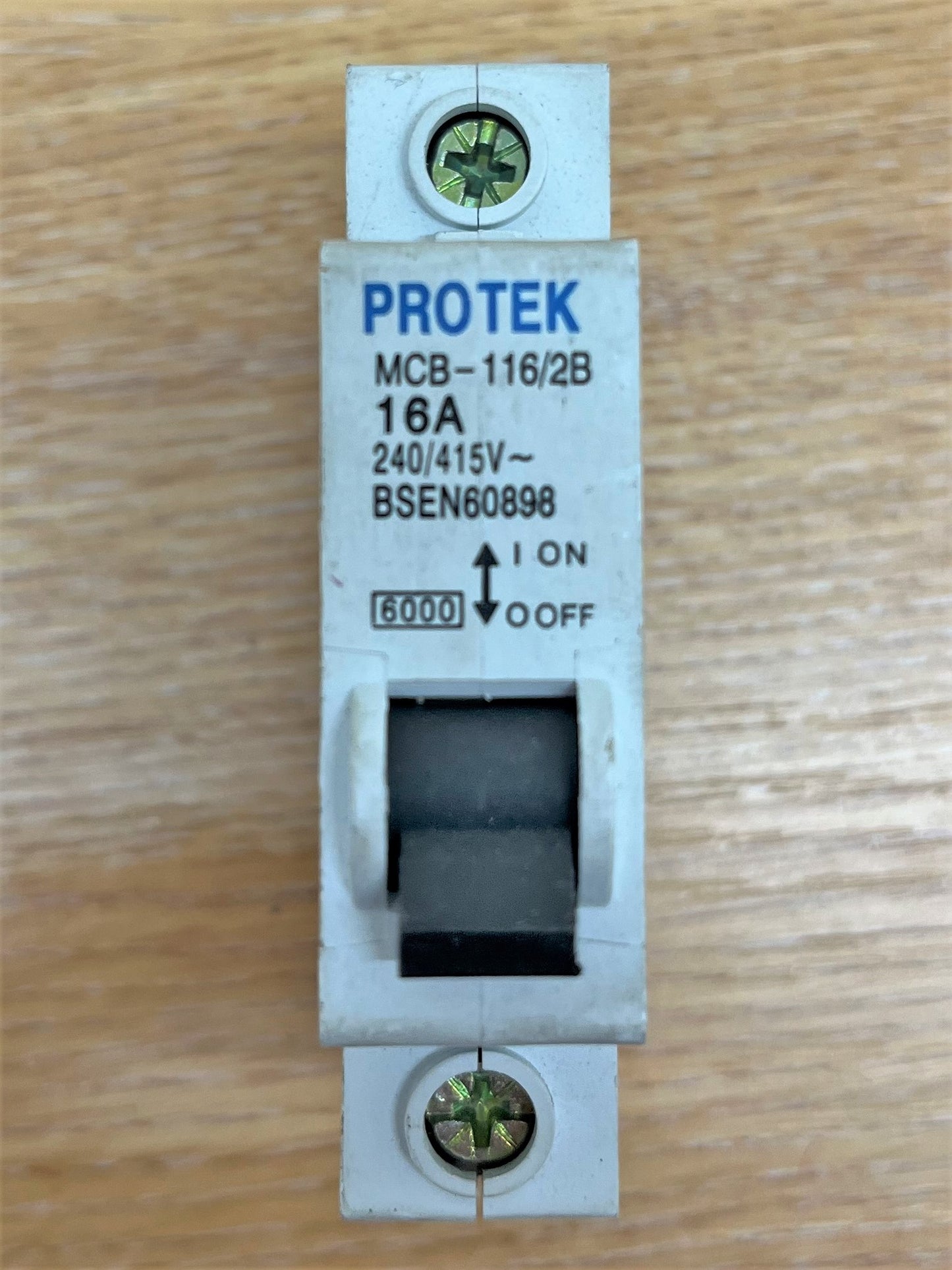 PROTEK MCB116/2B BSEN60898 240/415V 16A 6000KA SINGLE POLE