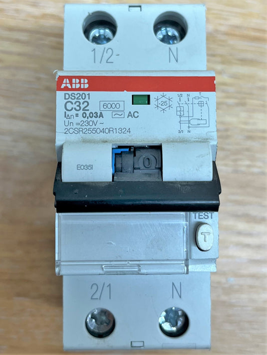 ABB DS201 230V 0.03A 6KA C32 MCB/RCD DOUBLE POLE