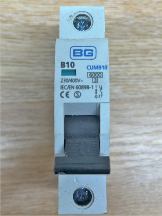 BRITISH GENERAL CUMB10 230/400V IEC/EN60898 6000KA/3KA B10 SINGLE POLE