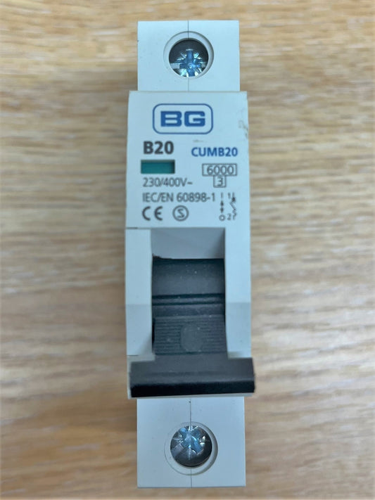 BRITISH GENERAL  CUMB20 230/400V IEC/EN60898 6000KA/3KA B20 SINGLE POLE