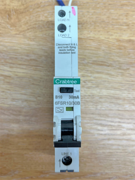 CRABTREE B10 30MA 6FR10/30B 6KA/3 EN/IEC61009-1 230/240V SINGLE POLE