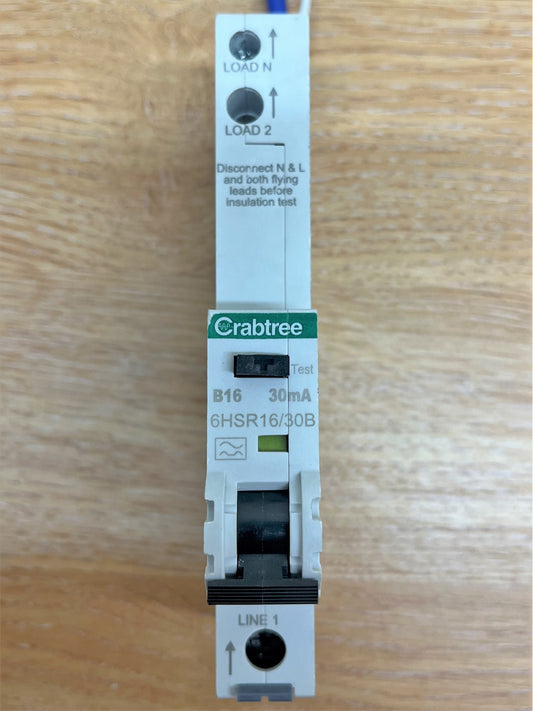 CRABTREE B16 30MA 6HSR16/30B 10KA/3 IEC61009-1 230/240V SINGLE POLE