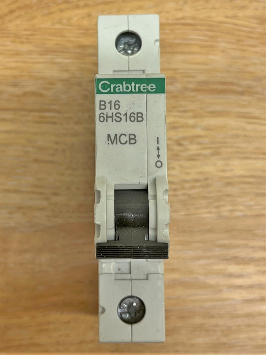CRABTREE B16 6HS16B MCB BS/EN/IEC60898 IEC/EN60947-2 10KA 230/400V SINGLE POLE