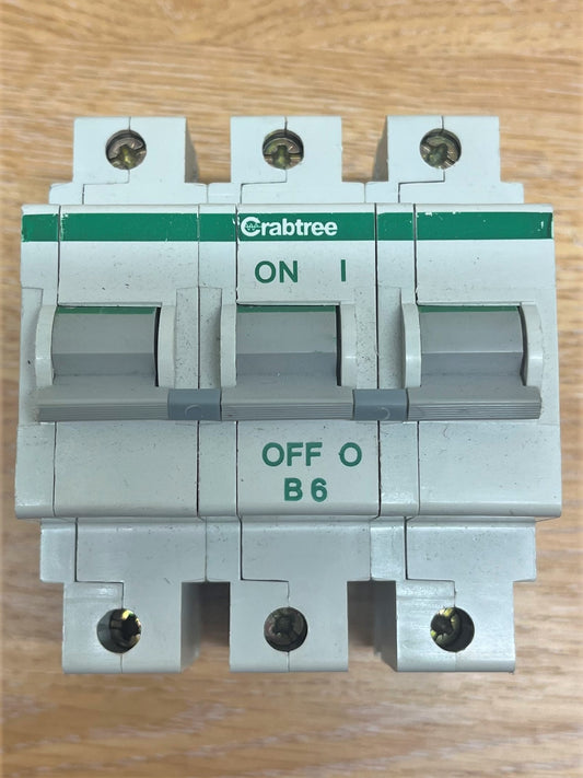 CRABTREE B6 BS3871 BSEN60898 240/415V 16KA PART 1 M9 TRIPLE POLE