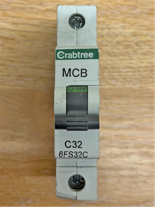 CRABTREE C32 6FS32C EN60898 IEC898 230/400V 6KA SINGLE POLE