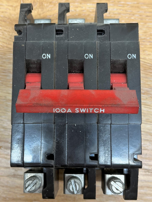 CRABTREE TYPE C50 MCB 100A SWITCH 250/440V 50Hz TRIPLE POLE