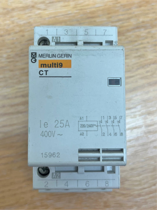 MERLIN MULTI 9 CONTACTOR IE 25A 400V 15962 220/240V IEC1095 FOUR POLE