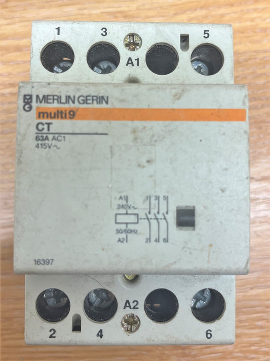 MERLIN GERIN MULIT 9 CONTACTOR 63A AC1 415V 16397 TRIPLE POLE