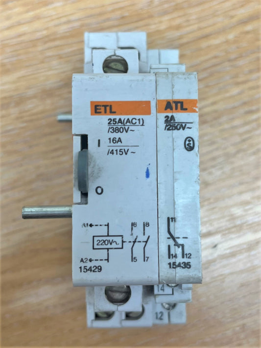 MERLIN ETL 25A (ACL) 380V 16A 415V 220V 15429 DOUBLE POLE + ATL 2A 250V 15435 SINGLE POLE