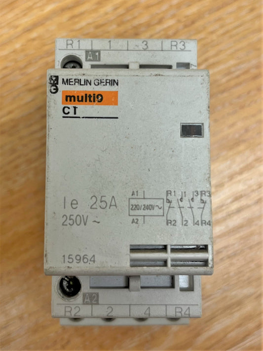 MERLIN MULTI 9 CONTACTOR IE 25A 250V 15964 220/240V IEC1095 FOUR POLE