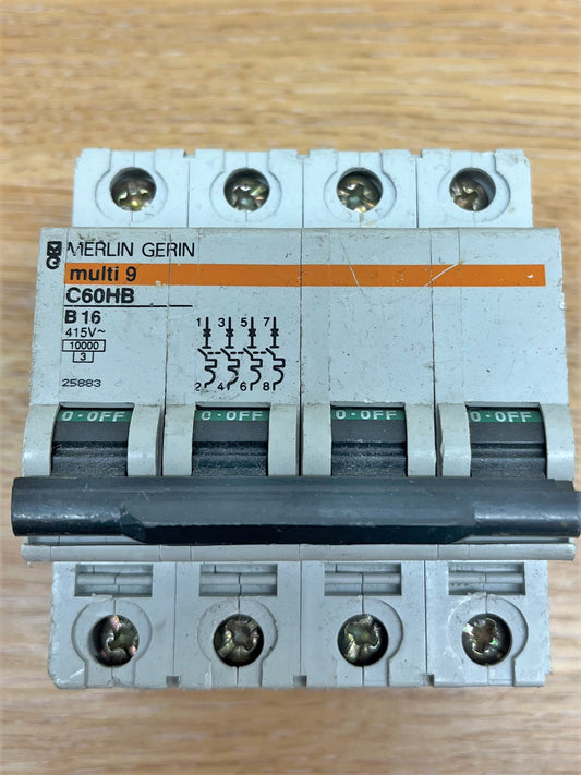 MERLIN GERIN MULTI 9 C60HB416 B16A FOUR POLE