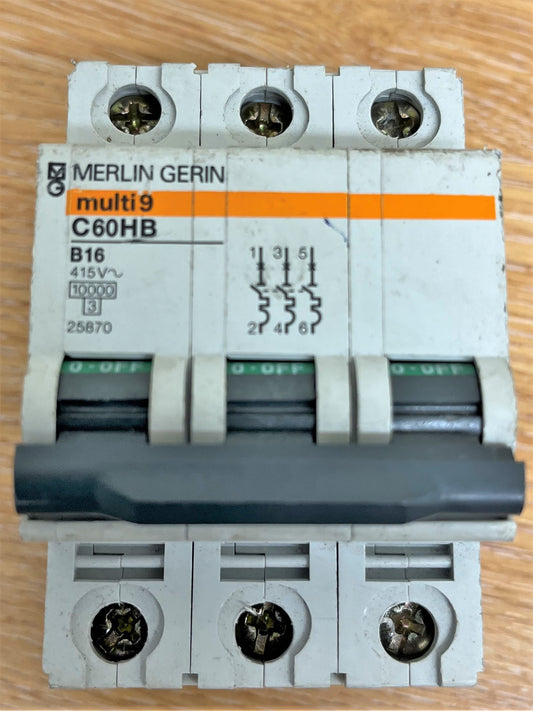 MERLIN GERIN MULTI 9 C60HB316 B16 TRIPLE POLE