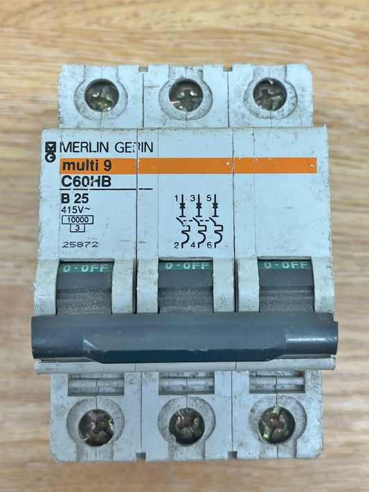 MERLIN GERIN MULTI 9 C60HB325 B25A TRIPLE POLE