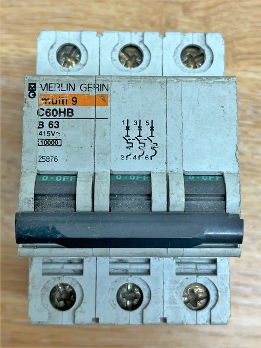 MERLIN GERIN MULTI 9 C60HB362 B63A TRIPLE POLE