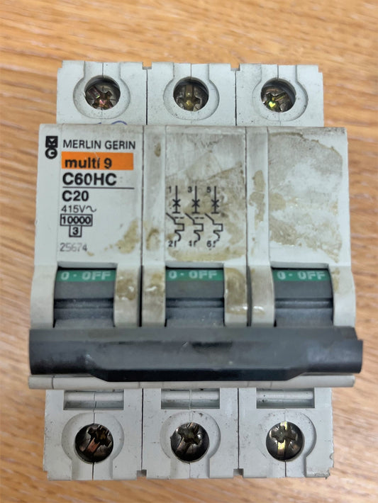 MERLIN GERIN MULTI 9 C60HC320 C20A TRIPLE POLE