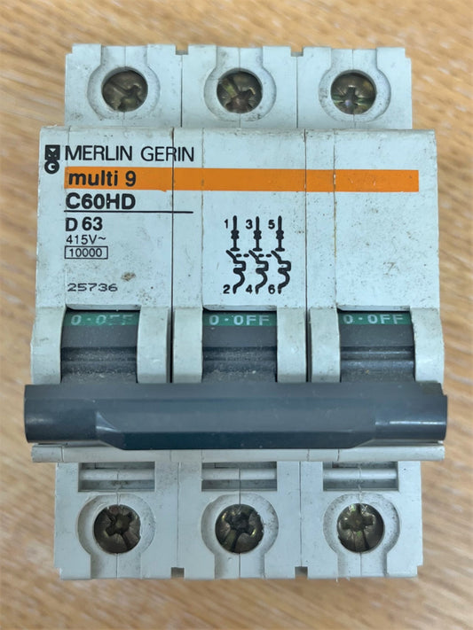 MERLIN GERIN MULTI 9 C60HD363 D63A TRIPLE POLE