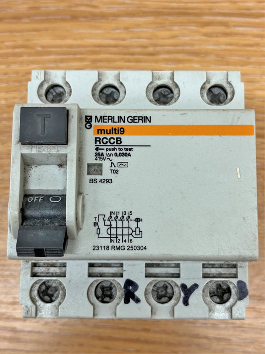 MERLIN GERIN MULTI 9 RCCB 25A 30mA RMG 250304 BS4293 23118