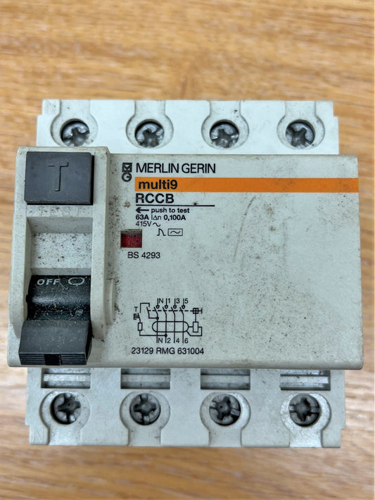 MERLIN GERIN MULTI 9 RCCB 63A 100mA RMG 631004 BS4293
