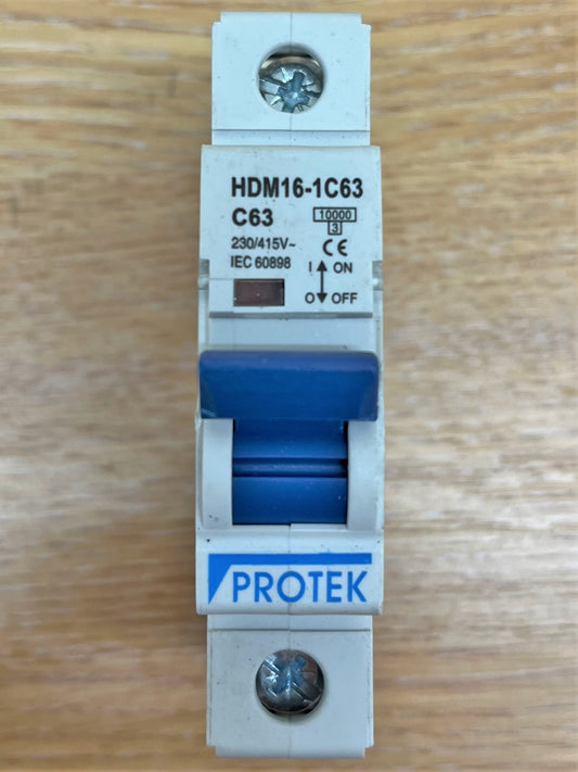 PROTELK HDM16-1C63 C63 10000KA/3KA 230/415V IEC60898 SINGLE POLE