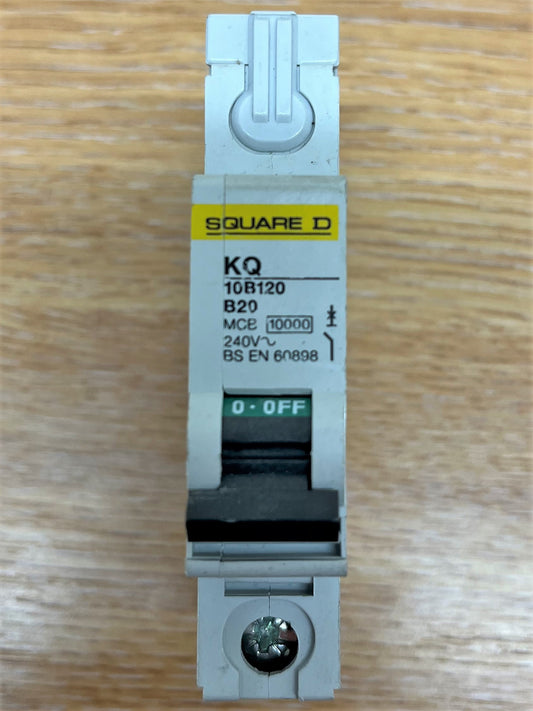 SQUARE D KQ 10B120 B20 MCB 10KA 240V BS EN 60898 SINGLE POLE