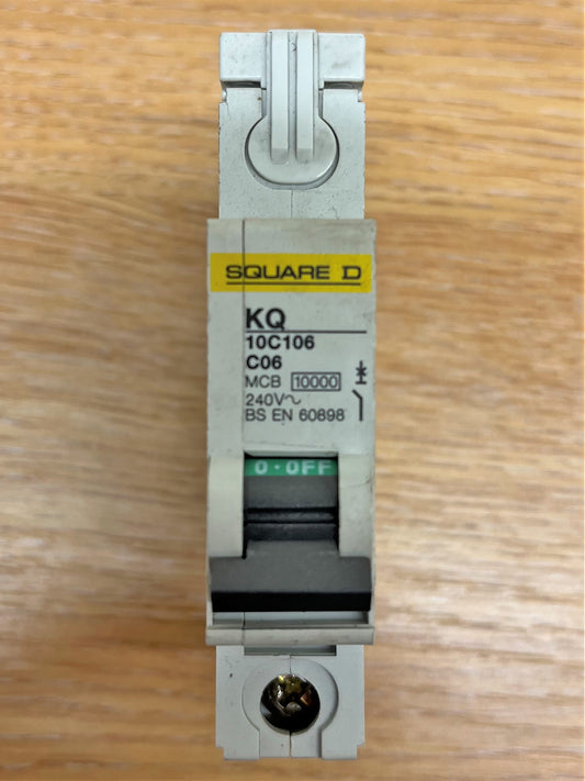 SQUARE D KQ 10C106 C06 MCB 10KA 240V BS EN 60898 SINGLE POLE