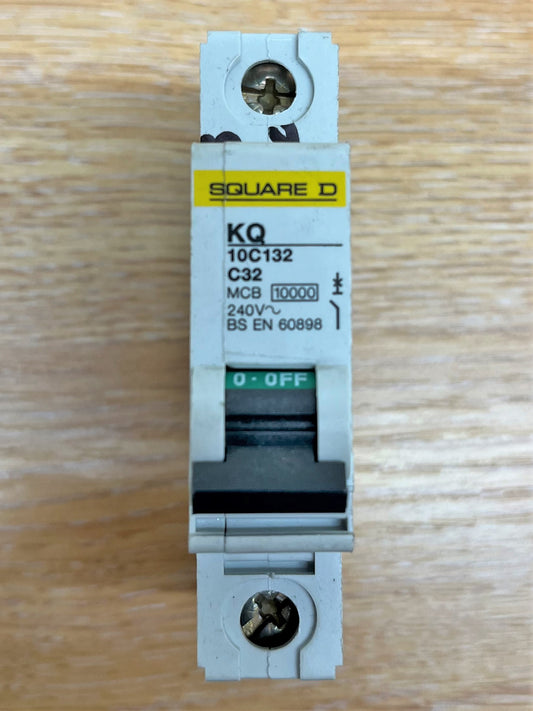 SQUARE D KQ 10C132 C32 MCB 10KA 240V BS EN 60898 SINGLE POLE