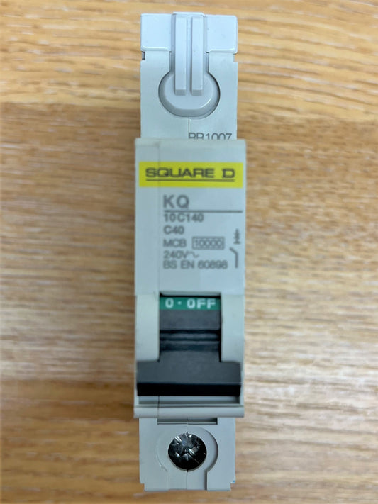 SQUARE D KQ 10C140 C40 MCB 10KA 240V BS EN 60898 SINGLE POLE