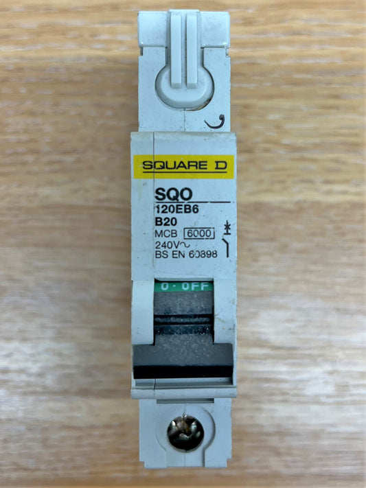 SQUARE S SQO 120EB6 B20 MCB 6KA 240V BS EN 60898 SINGLE POLE