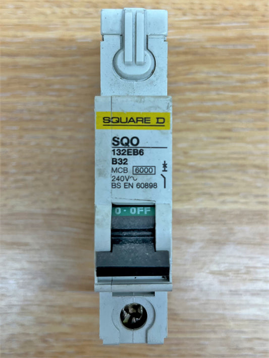 SQUARE D SQO 132EB6 B32 MCB 6KA 240V BS EN 60898 SINGLE POLE